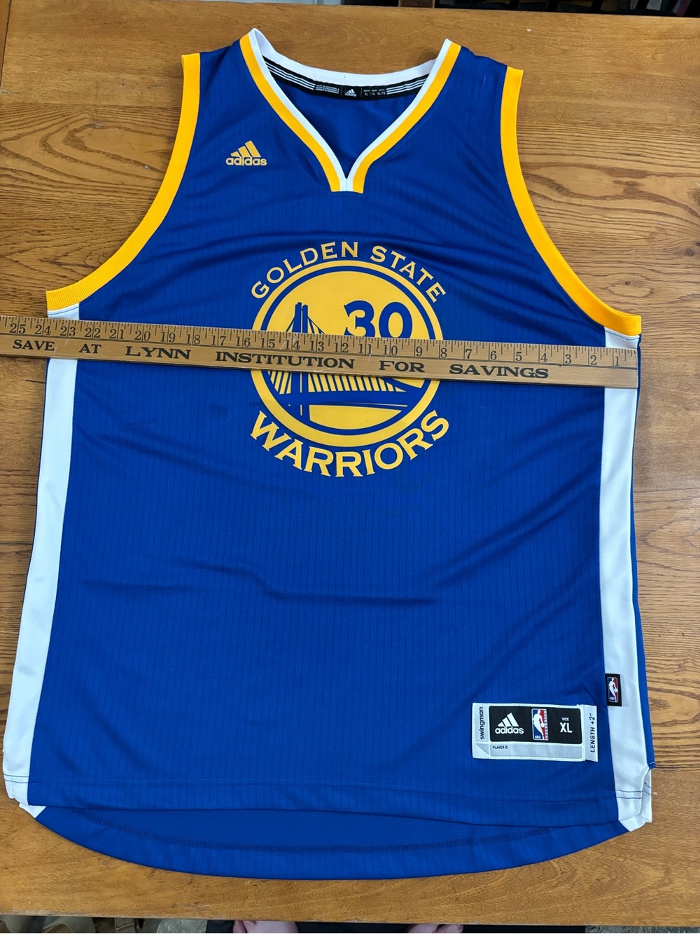adidas Blue and Yellow Golden State Warriors #30 Jersey